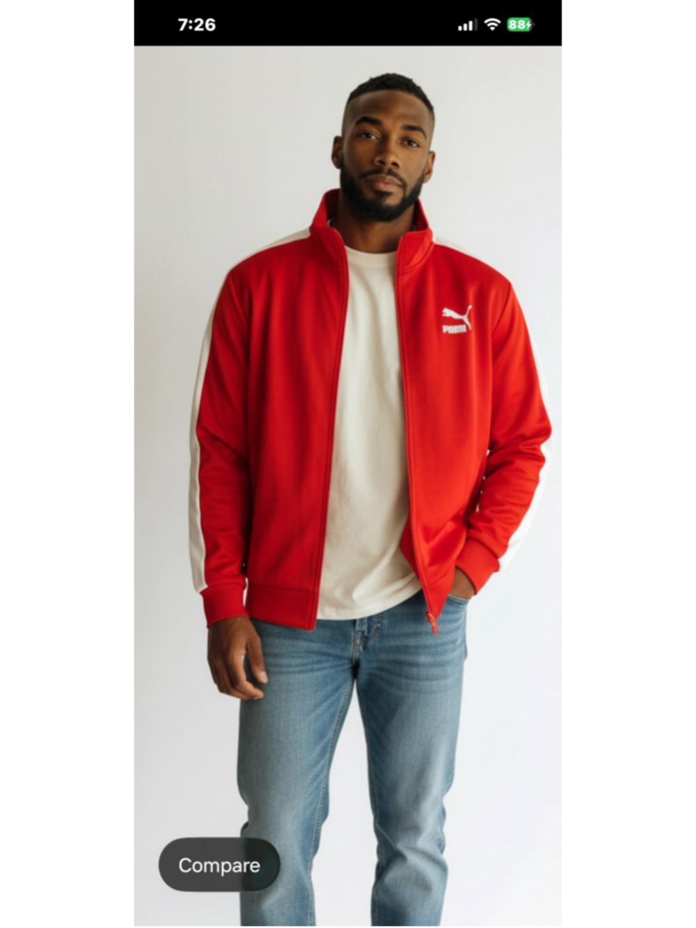 Men's Puma Zip Up Track Jacket Red White Size 4XL